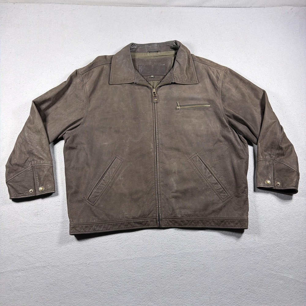 Vintage Timberland Jacket Mens XL Brown Leather Cowhide Bomber Smooth 1997